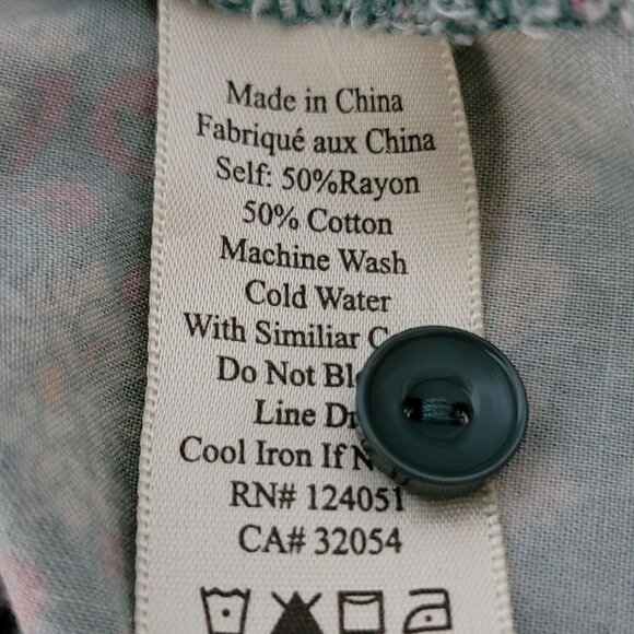 Porridge Womens Tunic Top Sz 1X Long Puff Sleeves Pleated Green Wine Floral Y2K - Picture 12 of 13